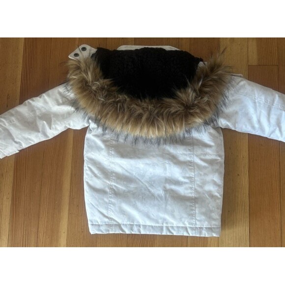 Diesel Boys Jacket Lt Gray Camo Puffer Parka w/Fur Trim Sz 4 Warm Cargo Pockets - Picture 3 of 12